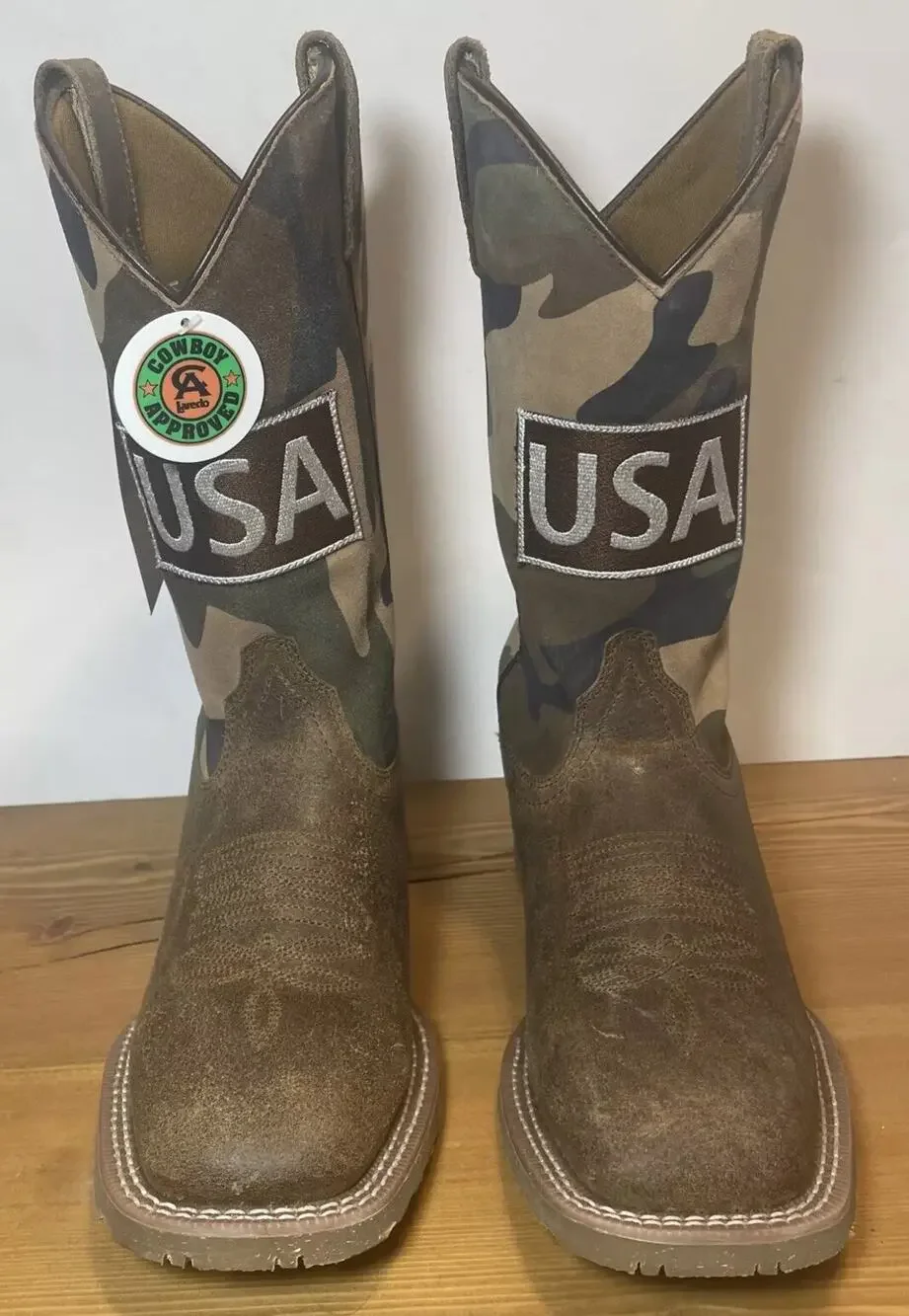LAREDO MEN'S CAMO USA COWBOY BOOTS SIZE 8EW NEW IN BOX 7969